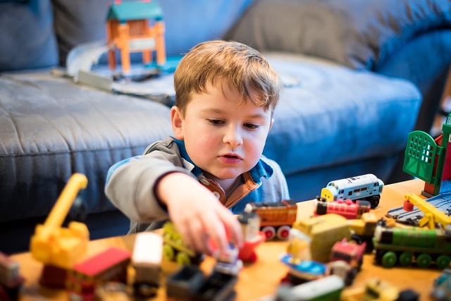 Children playing indoors with toys